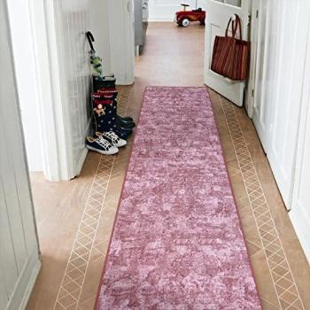 Alfombra de Pasillo Solid Rosa Ruborizado 60x350 cm para Cocina y Entrada