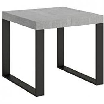 Mesa Extensible 90x90/246 cm Cemento con Estructura Antracita Tecno