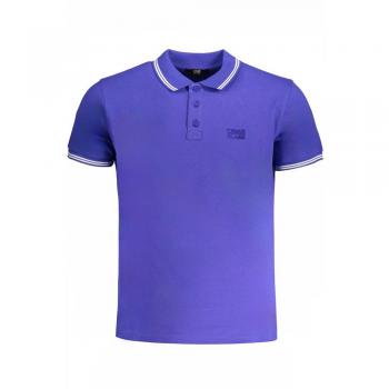 Cavalli Class Blue Cotton Polo Shirt with Embroidery - Male, Size: L