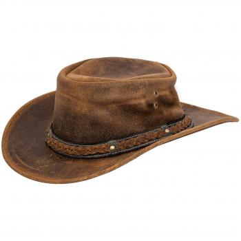 Infinity Leather Tan Brown Cowboy Aussie Bush Hat - Size Small