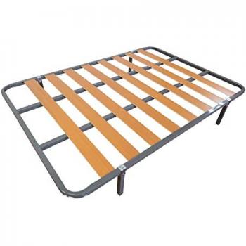Somier de Lamas 135x190 cm con 4 Patas, Estructura de Acero y Láminas de Madera, Fabricado en España