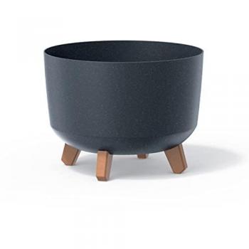 Macetero Prosperplast GRACIA Antracita con Relieve y Patas Extraíbles 29cm x 29cm x 22cm, capacidad 9,8 L, eco, sin depósito