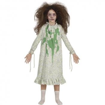 Disfraz de Niña Poseída en Pijama para Niña - Incluye pijama oscuro con manchas, capucha y maquillaje facial
