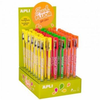 Apli Gel Pen Fresh Fluor - 48 Bolígrafos de Tinta Gel Fluorescente