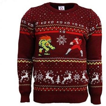 Official Street Fighter Blanka vs Bison Christmas Jumper/Ugly Sweater UK S/US XS