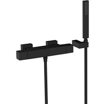 Tres Slim Exclusive Bañera-Ducha Termostática con Cascada, Ducha de Mano Anticalcárea con Soporte Orientable y Flexo Satin, inversor Integrado en el Regulador de Caudal