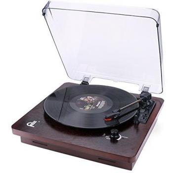 Giradiscos de dl Record Player Reproductor de Grabación de Vinilo a MP3 WAV de 3 Velocidades, 33, 45 y 78, con Cubierta Transparente a Prueba de Polvo, Salida RCA, Auxiliar