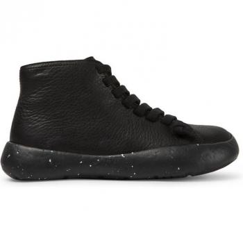 Camper Peu Stadium Women's Black Leather Ankle Boots with Elastic Laces