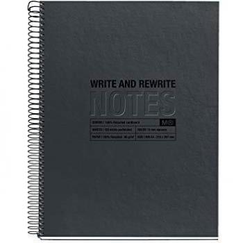 MIQUELRIUS 6027 - Cuaderno Espiral A4, tapa dura, 120 Hojas Cuadrícula Interior 4 Colores Black