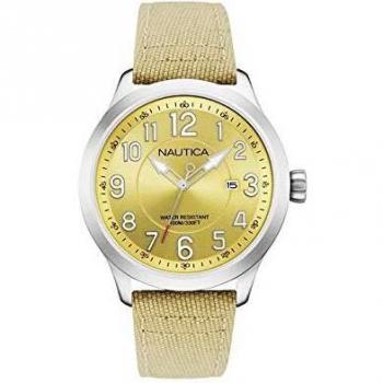 Nauticaznai10500g nylon strap mens watchzanalogue quartzzsilver dialzgunmetal