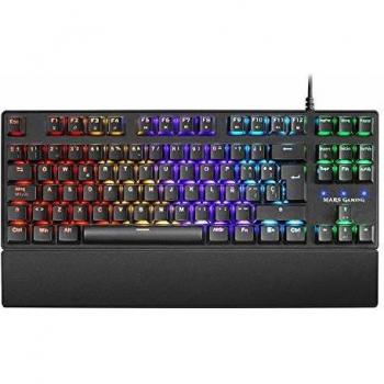 MARSGAMING MKXTKLBES, Teclado Mecánico Ultra-compacto TKL RGB, Reposamuñecas, Switch OUTEMU SQ Azul, Idioma Español
