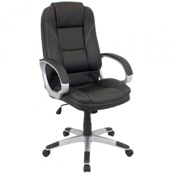 CashOffice - Silla de Escritorio Ergonómica, Silla de Oficina Giratoria con Recubrimiento de PU Color Negro