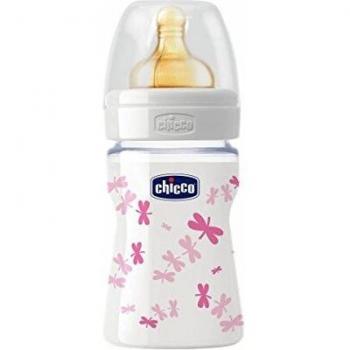 Chicco 00070810110000 - Biberon de vidrio y tetina de caucho, 0% BPA, 150 ml, color rosa