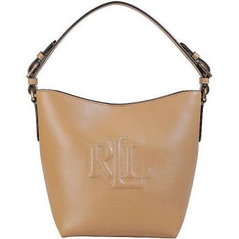 Lauren Ralph Lauren Witley Medium Leather Bucket Bag Beige