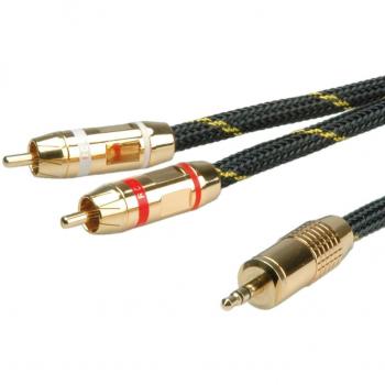 Cable de Audio ROLINE GOLD 10m 3.5mm Estéreo a 2x RCA con Conectores de Oro