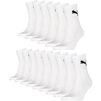 Puma Unisex Short Crew Socks - White - Size M (3 Pairs)