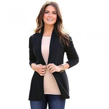 Chaqueta Manga Larga Tricot con Pieza Frontal Mujer by Vencastyle - 105023,Negro,S