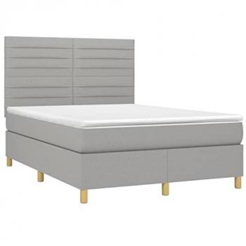 Cama box spring colchón y luces LED tela gris claro 140x190 cm vidaXL - Gris