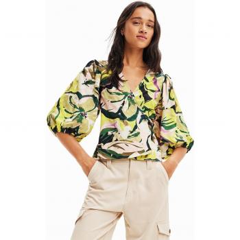 Desigual Women's Multicolor Floral Printed V-Neck Blouse with Lace, Autumn/Winter Collection