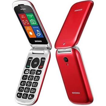 Brondi Stone+ Teléfono Celular Básico Dual SIM 2.4 Rojo con Apertura a Conchilla