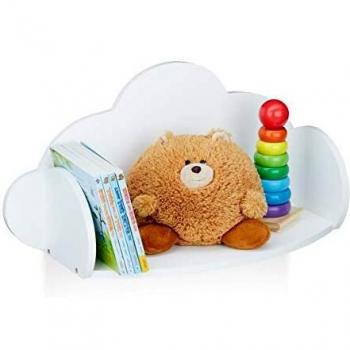 Estante de Pared Nube para Niños, Librería Infantil en MDF, Decoración para Habitación, 31.5 x 60 x 21 cm, Blanco
