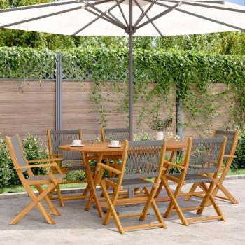 7-Piece Grey Garden Dining Set with Polypropylene and Solid Wood