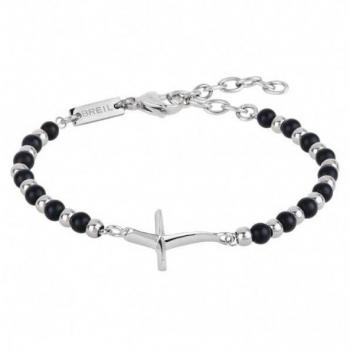 Pulsera de hombro en plata acero inoxidable talla 22 con ónix - BREIL CODE Mod. TJ2989