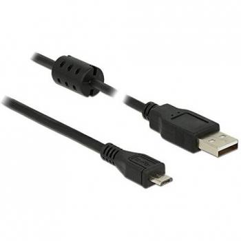 Cable USB 2.0 de 0,5m tipo A a micro B con núcleo de ferrita - Negro