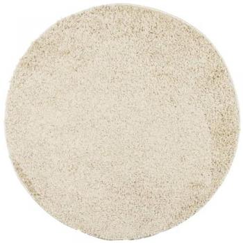 Alfombra peluda de pelo largo moderna PAMPLONA Ø 100 cm color antracita, beige, crema y dorado, alfombra de área para sala de estar, dormitorio, habitación y salón
