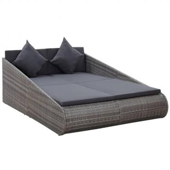 Tumbona cama de jardín ratán sintético gris 110x200 cm