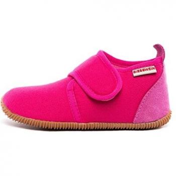 Pantuflas Giesswein Strass Slim Fit para niños, antideslizantes con velcro y suela de goma, color frambuesa
