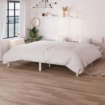 Estructura de cama de madera maciza blanca de pino 180x200 cm Super King