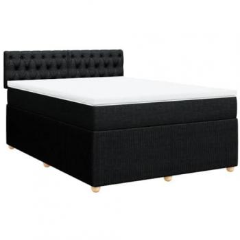 Cama box spring con colchón de muelles en tela negra 140x200 cm