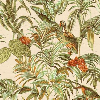 Papel de Pared Pintado Panel Tapiz Revestimiento Dutch Wallcoverings Color Azul, Teal, Negro y más - Bird-of-Paradise Verde