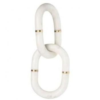 Figura Decorativa Home ESPRIT Cadena Blanco y Dorado 13 x 13 x 28 cm