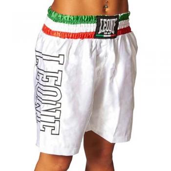 Pantalón corto de boxeo Leone 1947 Italy blanco negro - XL