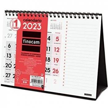 Finocam - Calendario 2023 Neutro de Sobremesa Números Grandes + Notas Enero 2023 - Diciembre 2023