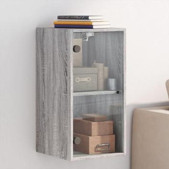 Mueble de pared con puertas de vidrio gris Sonoma 35x37x68,5 cm