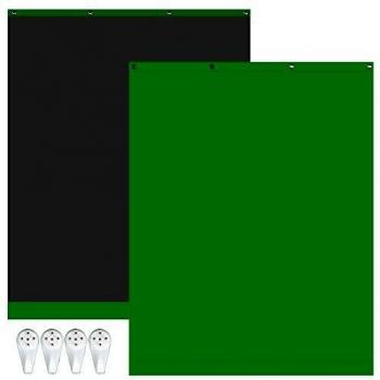 Selens 1,5x2M Fondo de Pantalla Verde, Gris Tela Fondo de Cara Doble Muselina Green Screen Background Cloth con Gancho Hook para Fotografía Estudio Fotográfico de Vídeo Juego