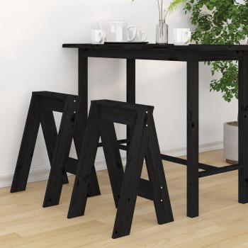 Taburetes 2 piezas negro 40x40x60 cm madera maciza de pino