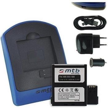 Baterìa + Cargador (USB/Coche/Corriente) para AEE Magicam S51, S60, S70. / Veho MUVI K2 / Nilox F-60 EVO (4K) / KitVision Edge HD30W