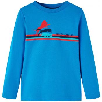 Camiseta infantil de manga larga estampado animal salvaje azul cobalto talla 116