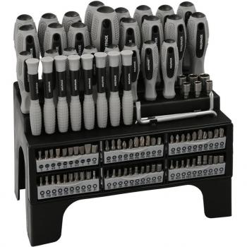 WOLFPACK LINEA PROFESIONAL - Juego de Destornilladores / Destorpuntas 100 Piezas Con Soporte Expositor