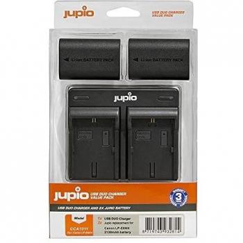 Paquete Jupio: 2 Baterías LP-E6NH 2130mAh + Cargador USB Doble