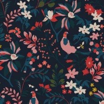 Joules Fields Edge Floral French Navy Matte Non Woven Removable Paste the Wall Wallpaper - 10m x 52cm