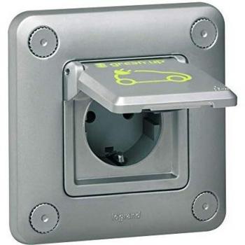 Toma de empotrar recarga vehículo eléctrico Legrand 077856 2P+TT Green UP 3.2 kVA, compatible con vehículos eléctricos y híbridos enchufables, carga rápida, modo 1 y 2,