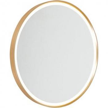 Aplique moderno dorado LED IP44 con espejo redondo y vidrio/aluminio - MIRAL