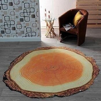 Alfombra de terciopelo diseño de tronco de árbol contorno 2nd Generation marrón 200 cm Diámetro | 102210