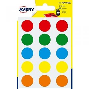 Avery España PSA19MX - Pack de 90 gomets, multicolor