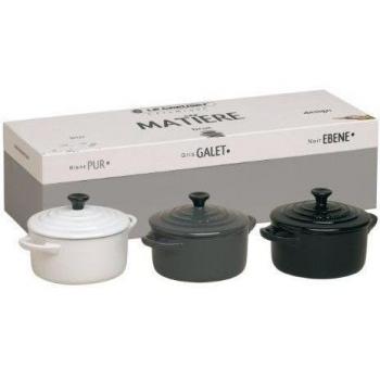 Le Creuset - Set de 3 Mini Cocottes Gres, color Matiere